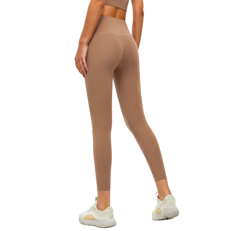 Lulu Yoga Pants Women's High-Waisted Hip Lift No T-Line Fitness Pants Antibacterial Scrub Nude Peach Sports Tights Item Picture