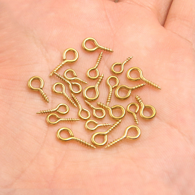 4 sizes of 2-color vacuum electroplated stainless steel sheep eye lanyard buckle self-tapping screw perforated 9-shaped nail accessories Specification image
