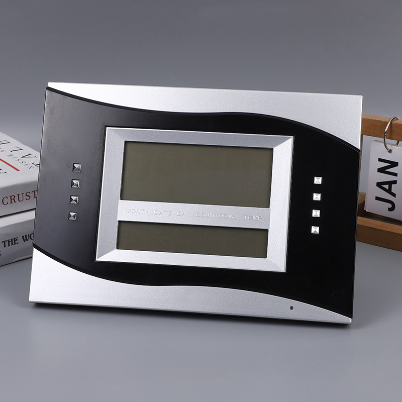 Large screen wall-mounted clock, living room, bedroom, home electronic clock 6852, gift clock, temperature and humidity display details Picture