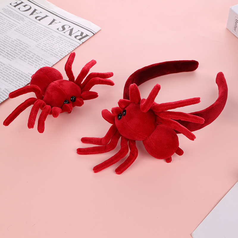 万圣节搞怪道具游乐园立体蜘蛛毛绒发箍人气道具节庆表演