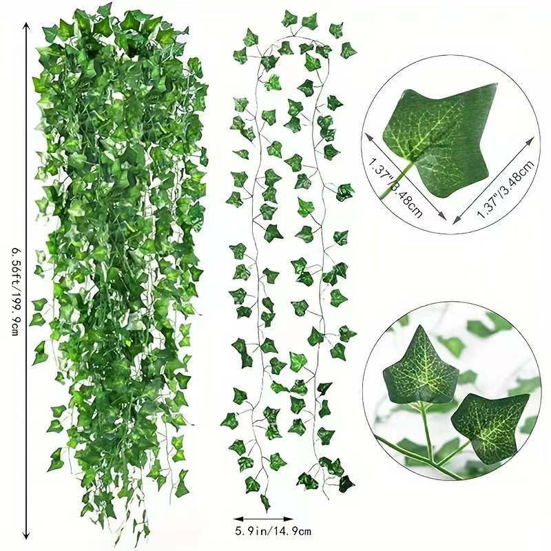 Cross-border Amazon artificial ivy leaves, artificial plant vines, hanging ivy, artificial leaves, wall decoration flowers pic 1
