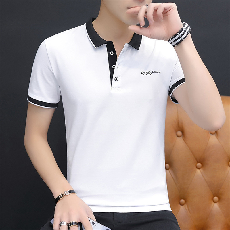 Men's short-sleeved POLO shirt 2025 new style summer lapel cotton T-shirt Business clothes young and middle-aged embroidered top Specification image