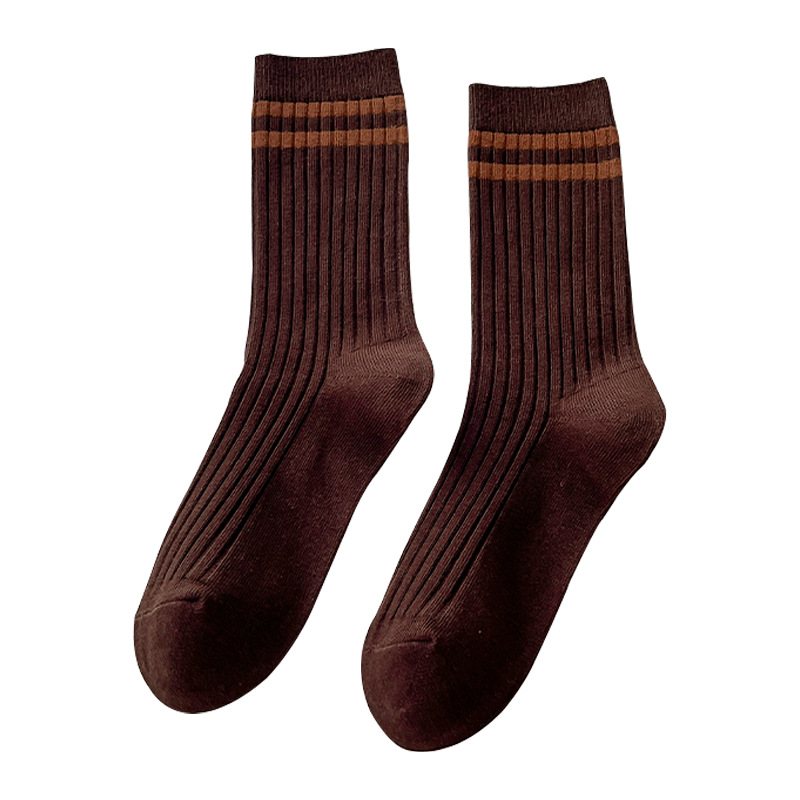 Sock stall, one-piece consignment, mid-calf socks for women, new autumn and winter styles, simple and versatile socks, trendy pile socks for women, long double-needle cotton socks, one-piece consignment Item Picture