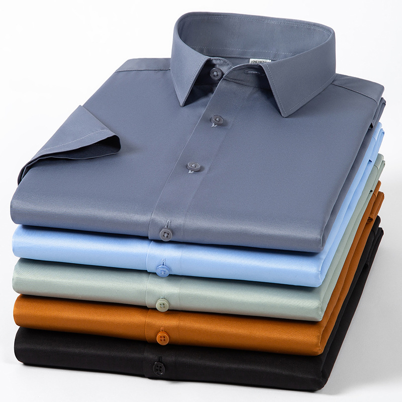 Summer imitation silk short-sleeved shirts for men's business casual professional wear, elastic, anti-wrinkle, no-iron, high-end look Application Scenario