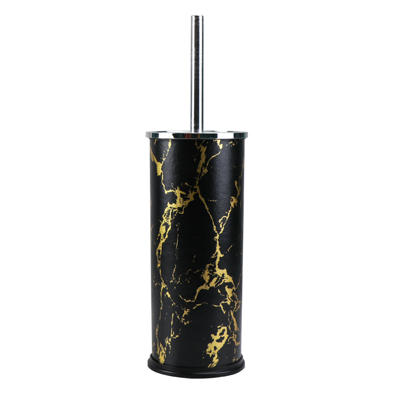 Marble Household Trash Can + Toilet Brush Set Office Plastic Bucket Living Room Open Trash Basket Item Picture