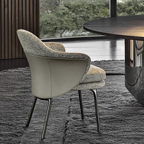 Modern minimalist Italian dining chair Nordic light luxury leather book chair Restaurant back armchair hotel stool