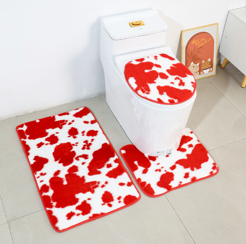 Modern Simple Style Cow Print Toilet Bathroom Three-Piece Combination Carpet Toilet Non-Slip Mat Home Mat Application Scenario