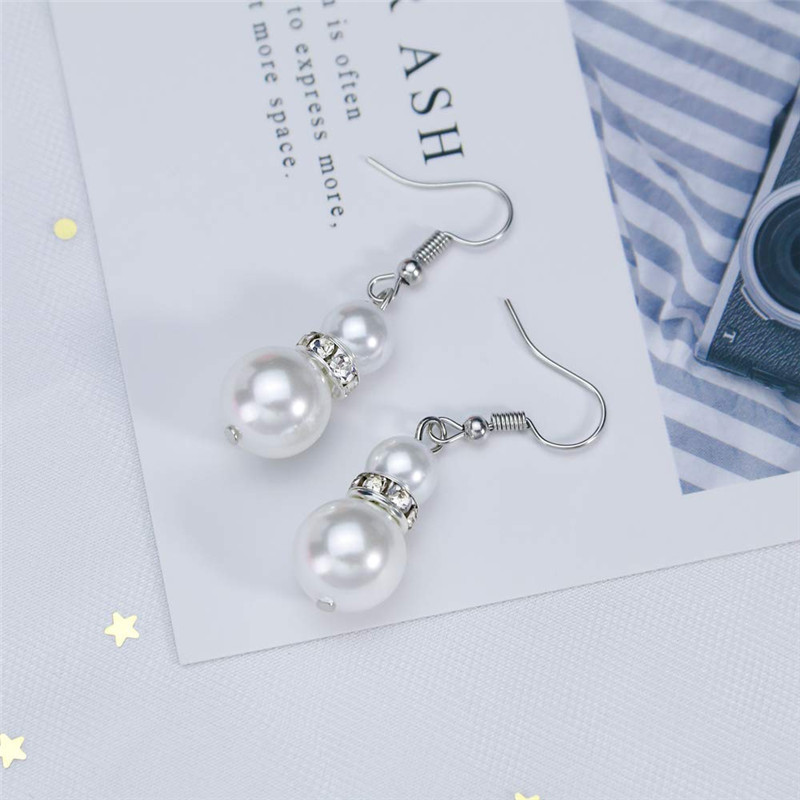 Cross border hot accessories Wish Pearl jewelry set fashion pearl diamond ball necklace earrings stud set Application Scenario