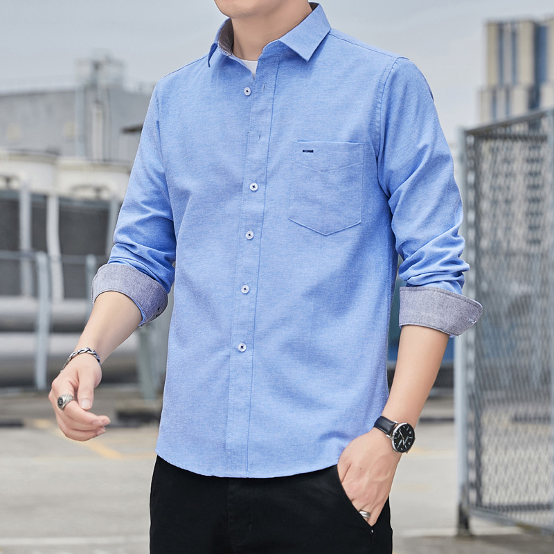 Casual shirt men's autumn 2022 new trendy top coat, ins versatile Japanese long-sleeved simple men's shirt Specification image