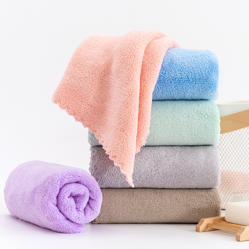 【 Chi Jia 】 Wholesale of warp knitted coral Fleece towels, plain color with cut edges, 35*75cm, soft and absorbent Application Scenario