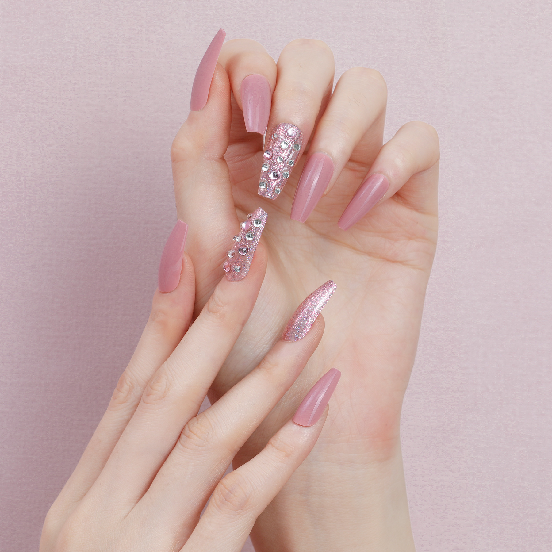 New 30-piece wearable nail, mid-length ballet nail, trapezoidal nail patches, false nail patches, European and American cross-border custom nail art