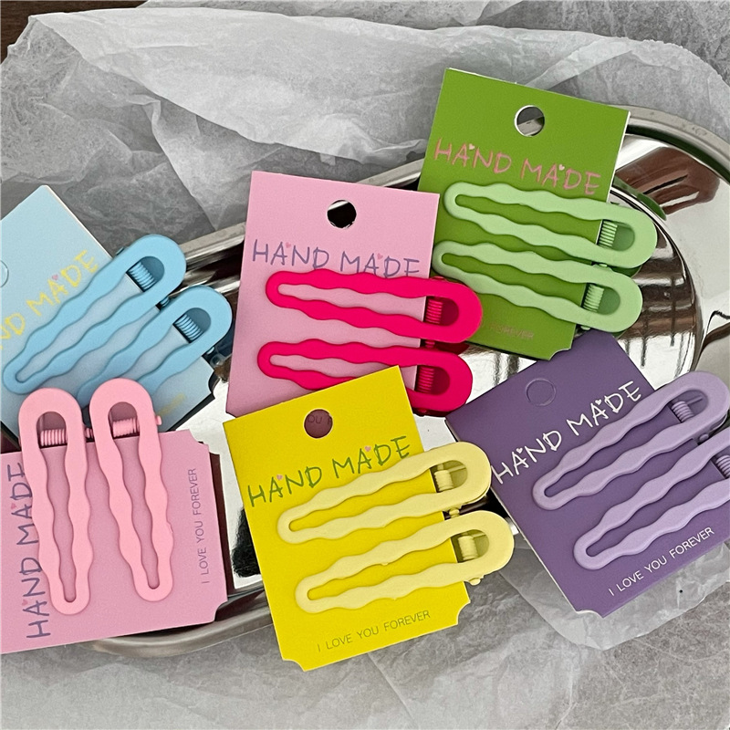 Dopamine Girl Colorful wavy edge alloy hair clip, cream color side bangs clip, duckbill clip