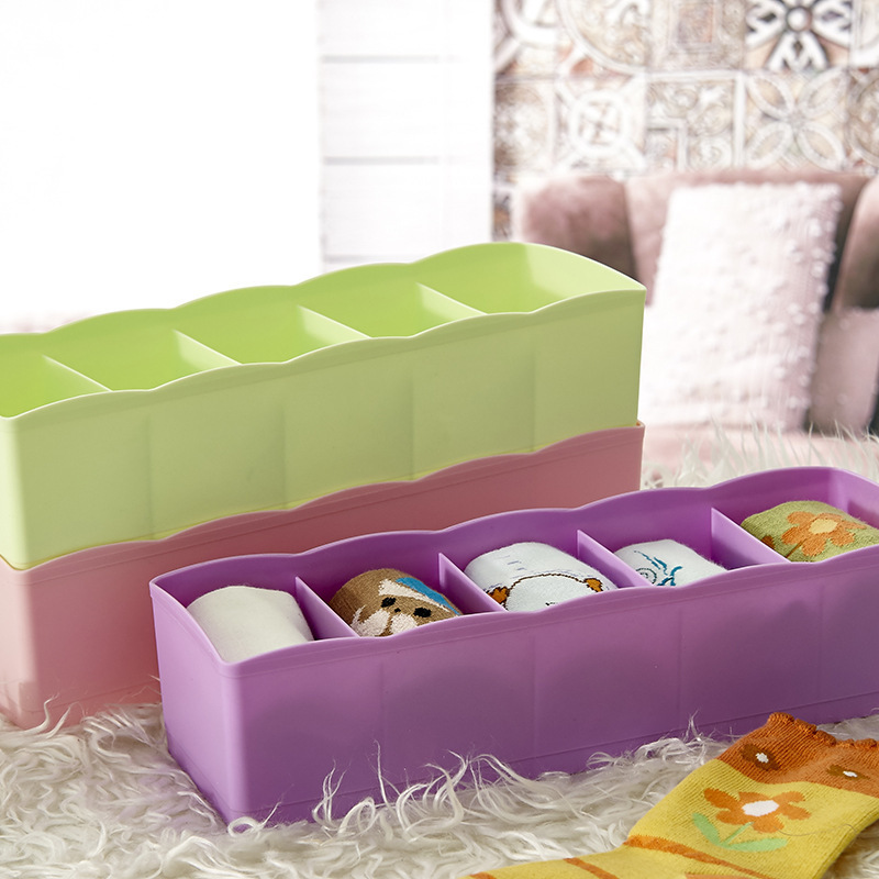 Uncovered underwear small compartment sock storage box, household plastic classification and organization box