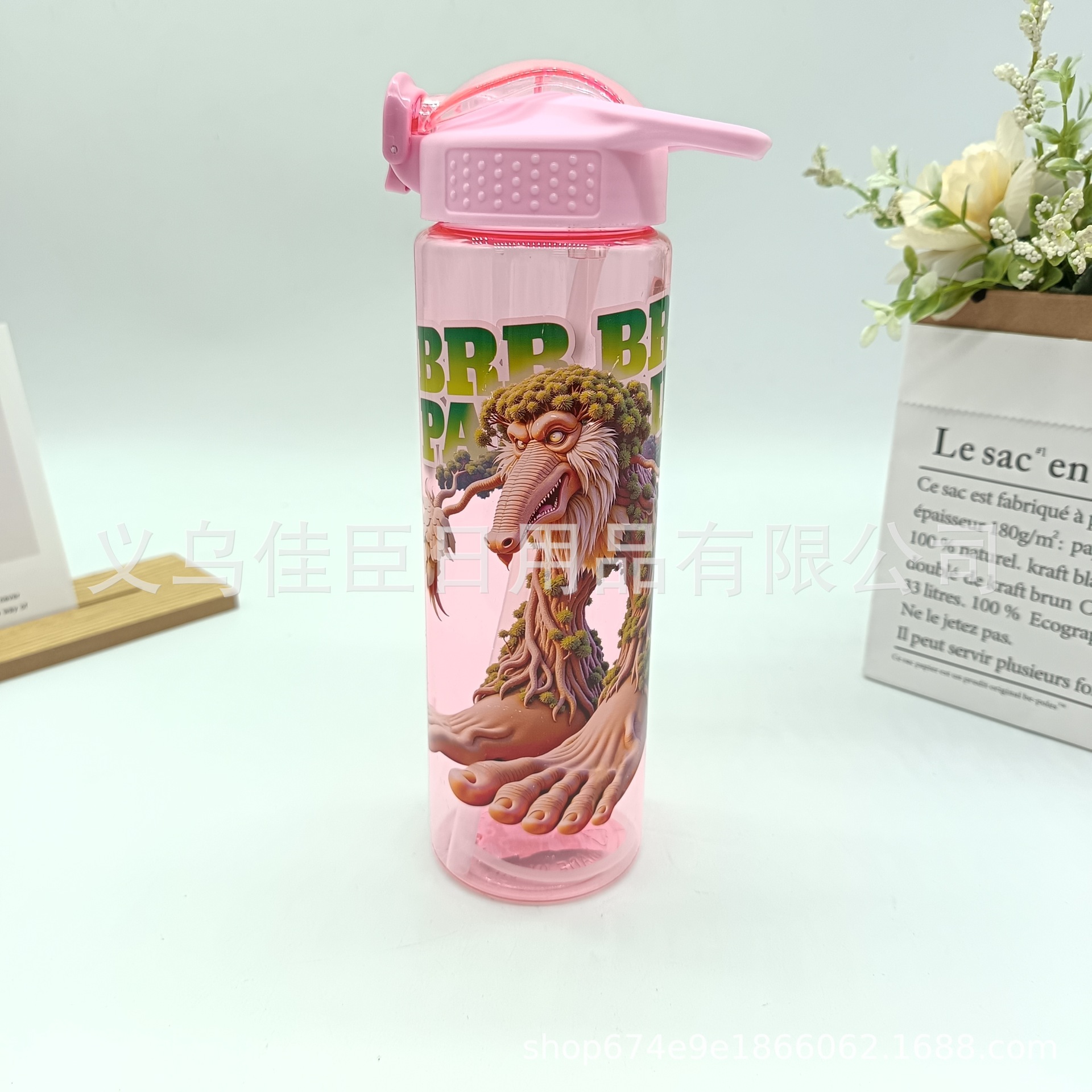 Children's water cups with cute patterns, bouncing LIDS, Shan Hai Jing style, high appearance level sports water bottles for both men and women, portable for students wholesale details Picture