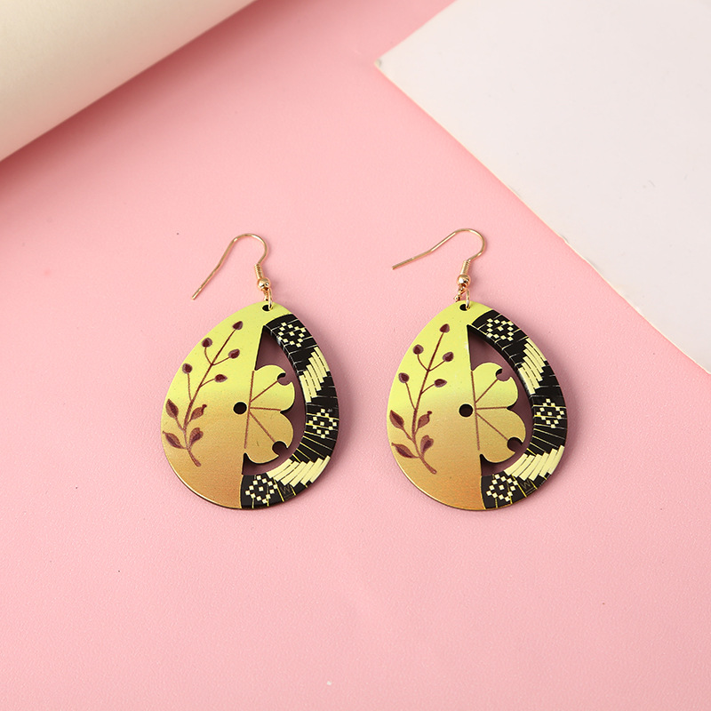 Cross-Border Earrings Yellow Drop Earrings Gold Contrast Earrings Exaggerated Earrings Travel Souvenirs Women's Earrings details Picture