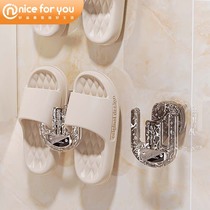 Suction cup type slipper rack removable household slipper storage rack Bathroom wall hanging slipper drain rack drying machine