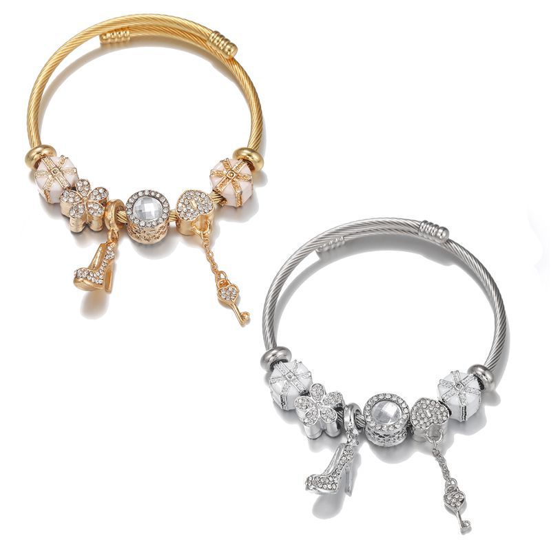 Oly Magic Bracelet 0101 Diy Stainless Steel Titanium Steel Bracelet High Heels Love Lock Gift Box String Bracelet Women's Jewelry Specification drawing