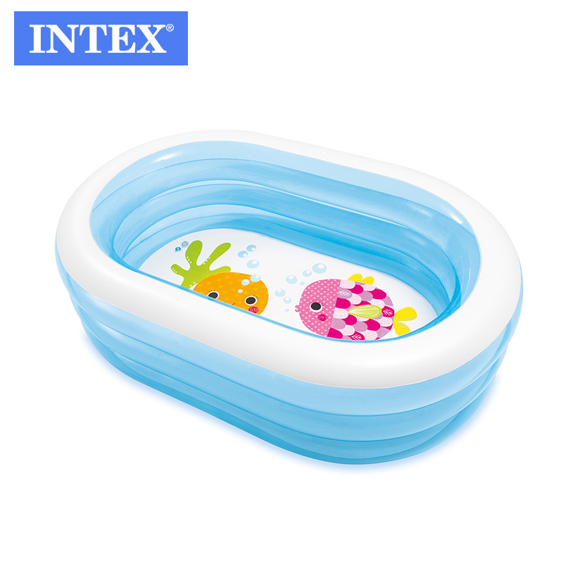 intex 57482 椭圆水池儿童户外充气花园草地游泳池洗澡池海洋球池