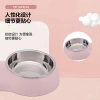 Pet bowls, dog food utensils, round macaron-colored stainless steel double bowl food bowls, textured dog bowls and cat bowls Specification image