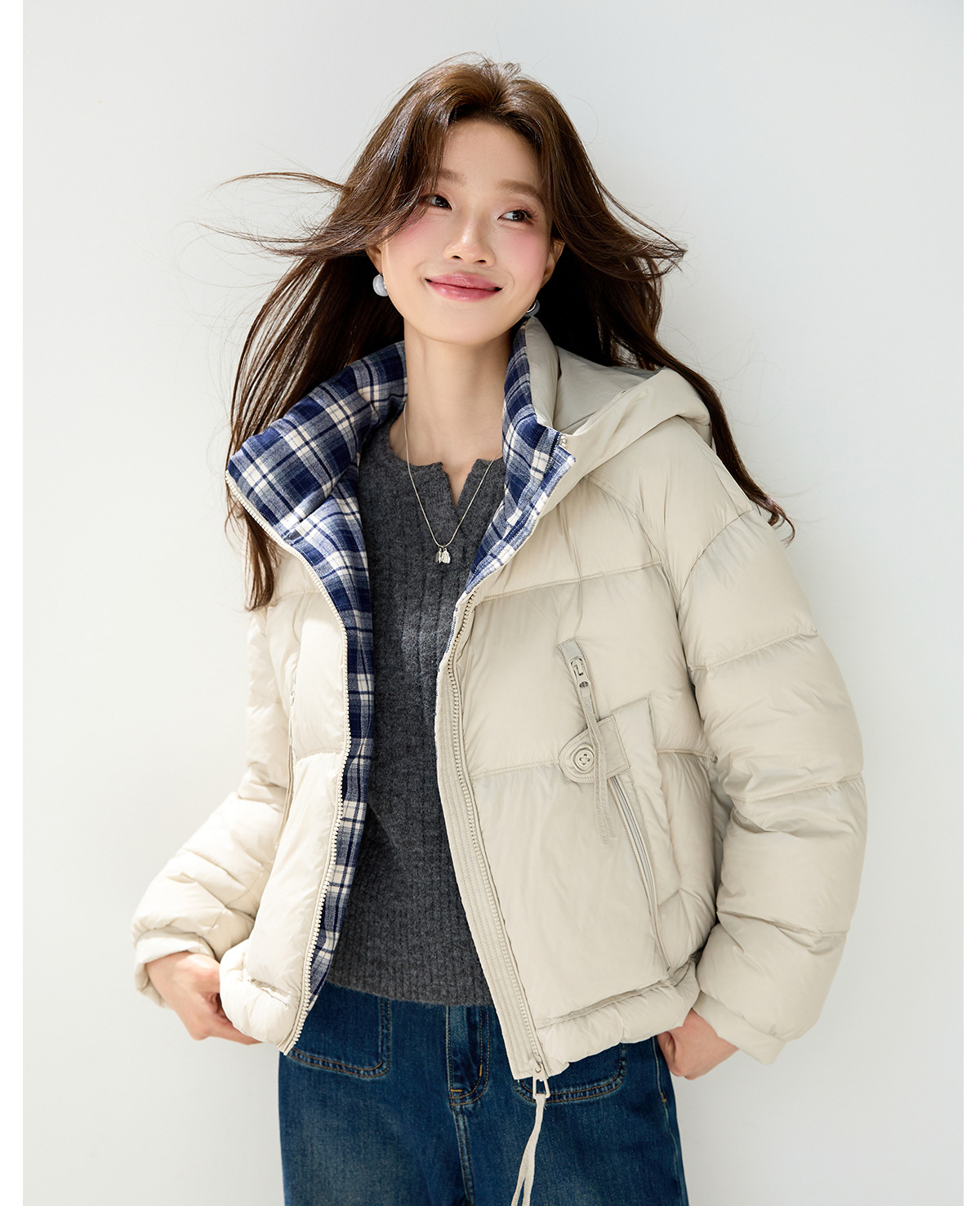 Casual hooded short 90mm white duck down jacket for women, thick, warm, loose, versatile, fashionable and stylish coat for winter pic 25