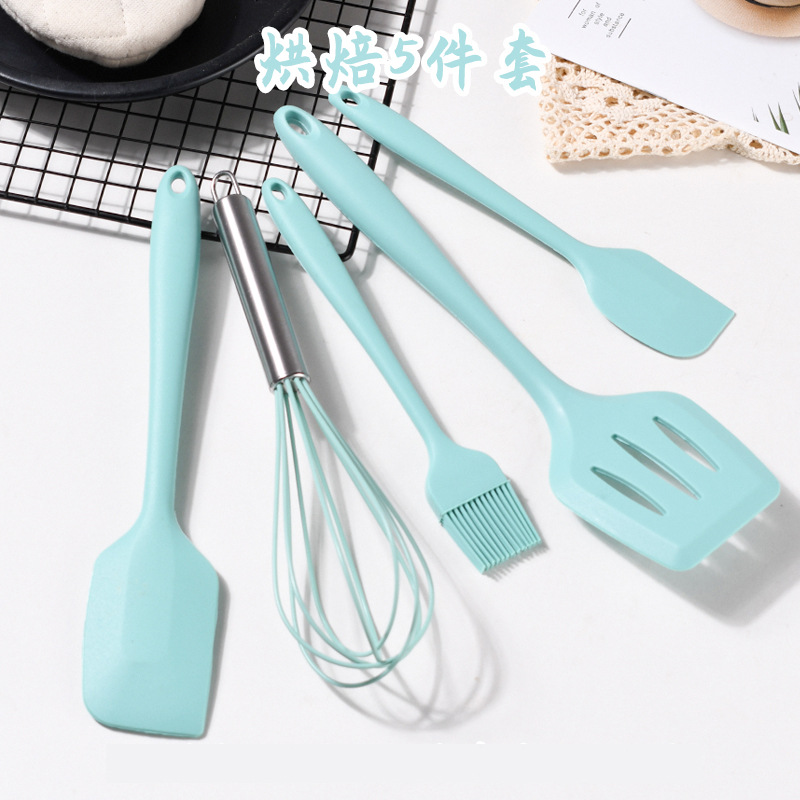 硅胶刮刀五件套厨具蛋糕漏铲打蛋器烘焙工具一体式硅胶油刷子批发