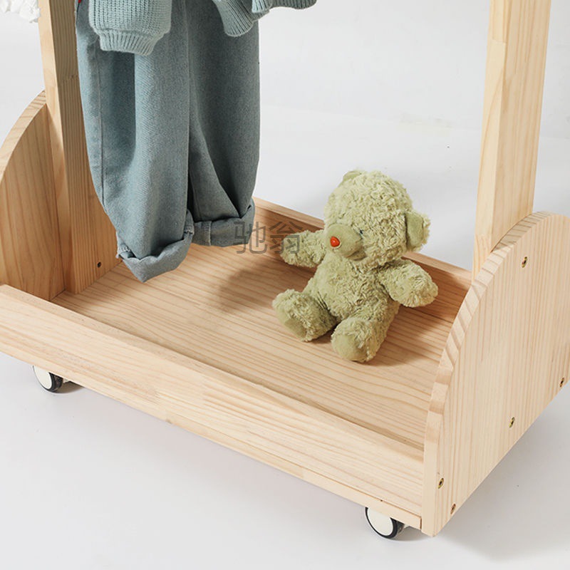 Bedroom Children Hanger Floor Solid Wood Coat And Hat Rack Nordic Ins Wind Hanger Kindergarten Mobile Clothes Specification drawing