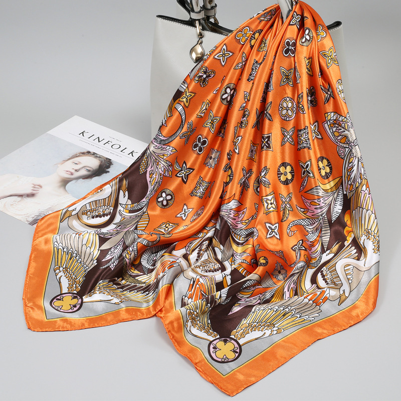 90X90 Big Square Scarf Women's New Explosive 2024 Silk Scarf Spring And Autumn High Fashion Mother Small Square Scarf Scarf Specification drawing