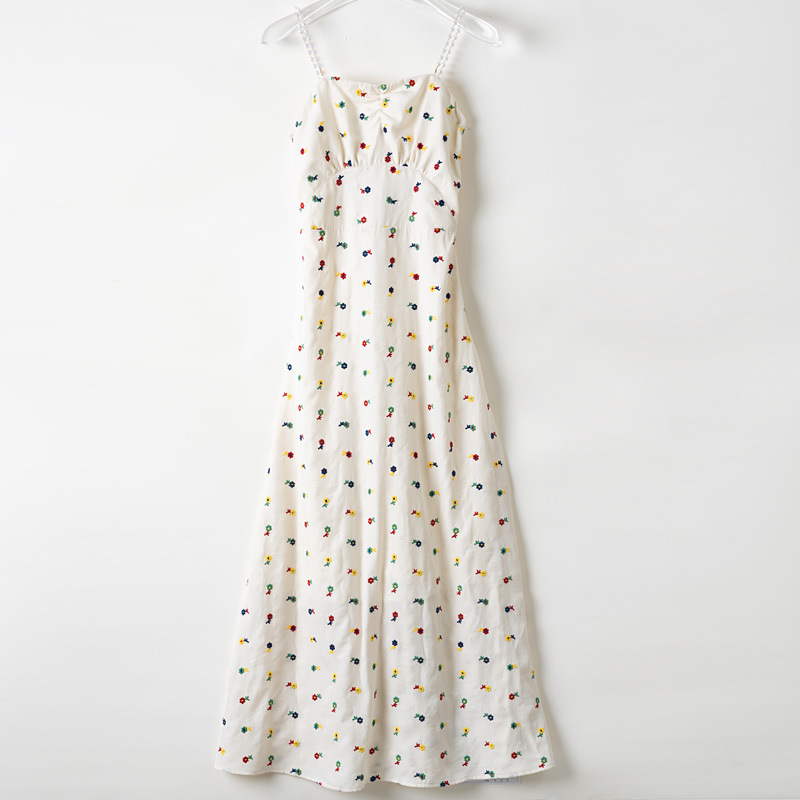 Qiaoxin Star With French Vintage Floral One-Line Shoulder-Top Dress Waist Temperament Tea Rest Skirt Generation Hair Item Picture