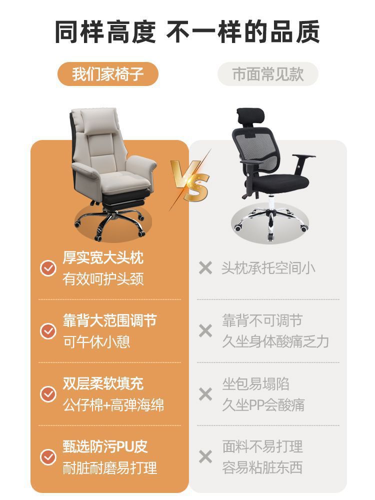 Comfortable home computer chair for long sitting, study, office sofa chair, backrest chair, e-sports chair, game live streaming adjustable swivel chair Item Picture