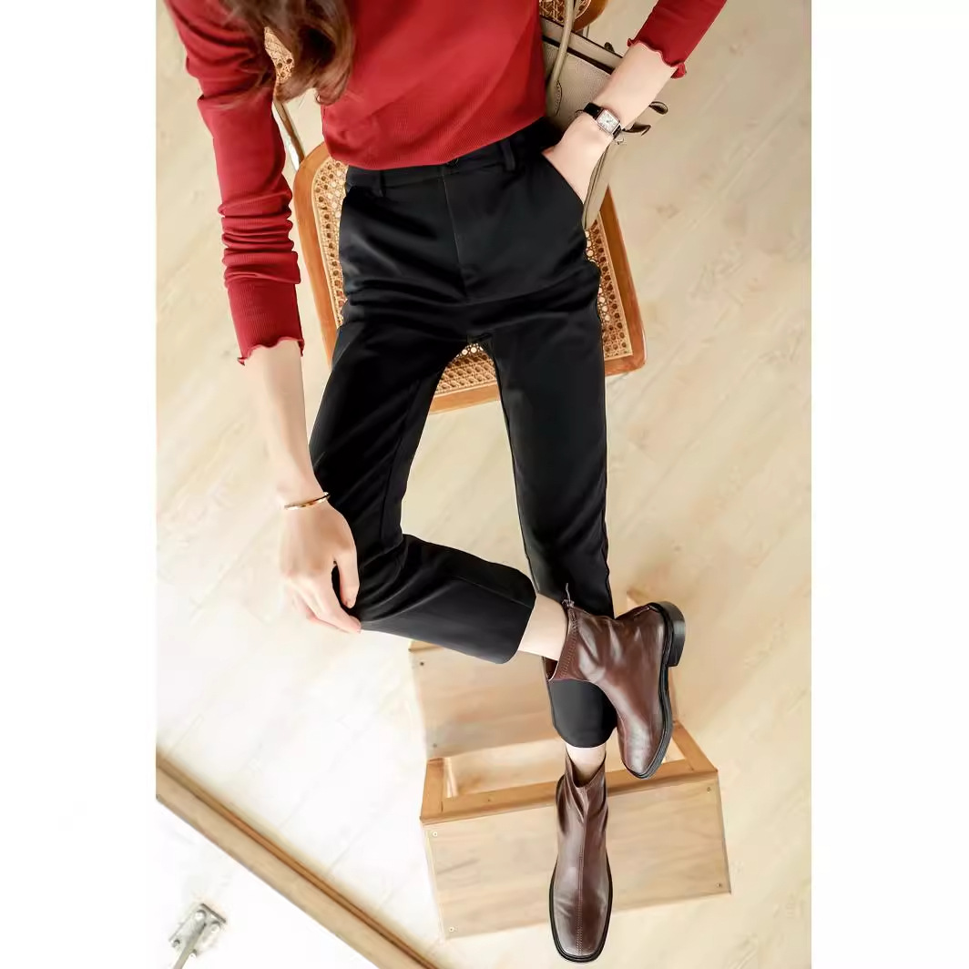 "Channel goods!" Commuting slimming customer, four-sided elastic fabric, chewy and elegant cigarette tube dress pants, tapered pants for women in autumn Specification image