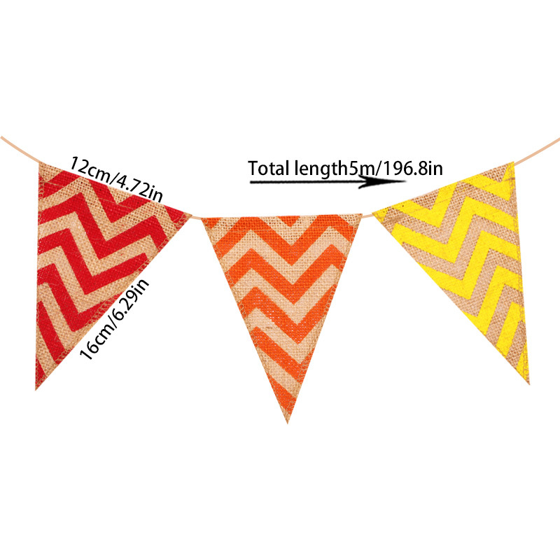 Factory direct supply of colorful wavy triangular banners on linen for birthday, wedding and party decoration details Picture
