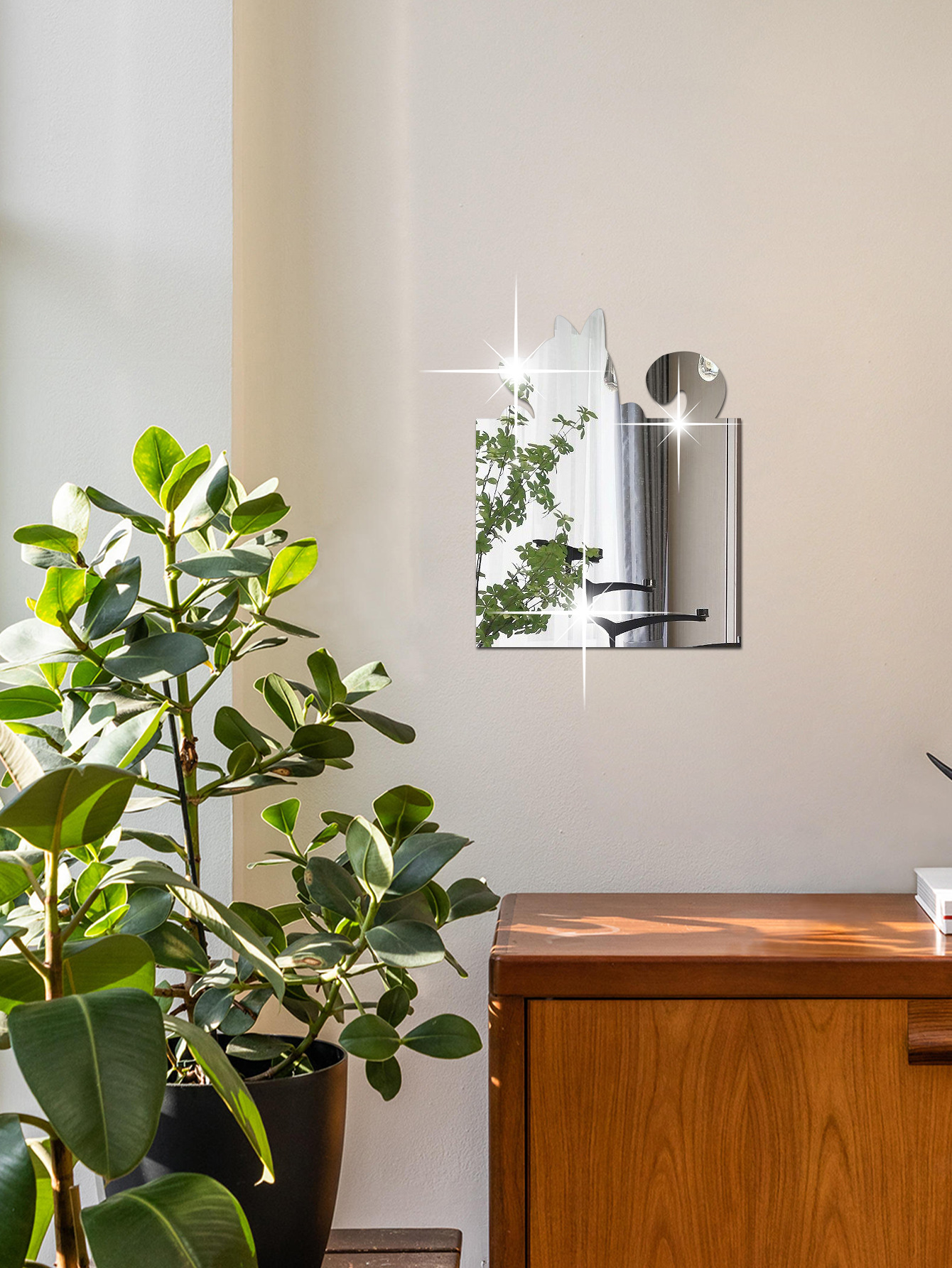 跨境镜面墙贴 2MM 1片方形左边狗头款镜面墙贴