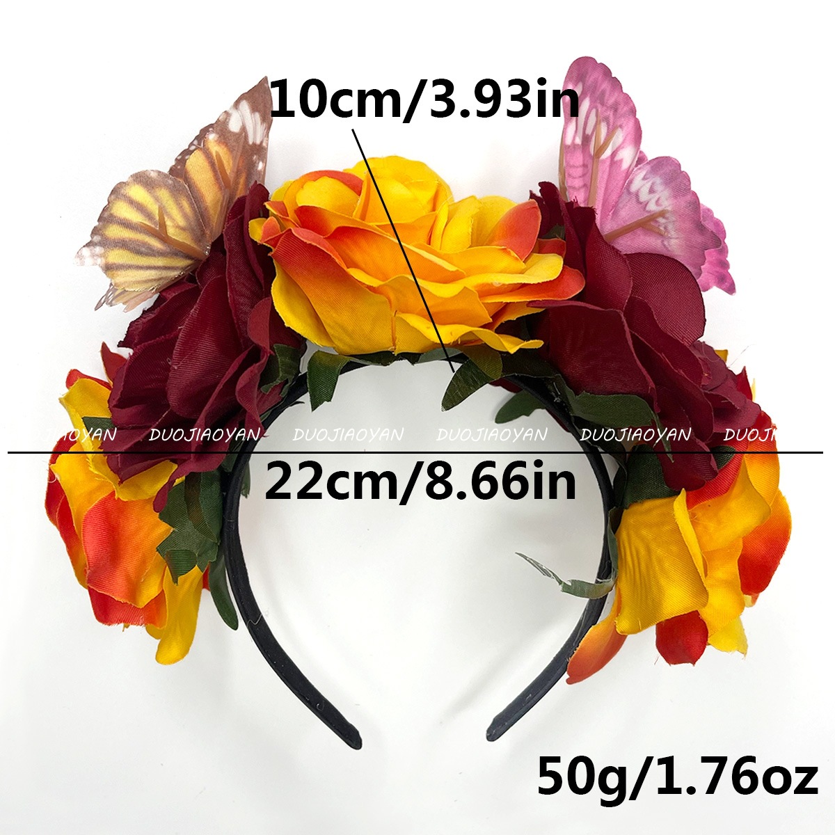 New cross-border color rose headband from Europe and America, a realistic three-dimensional large flower high top hair accessory for festival parties for women Item Picture