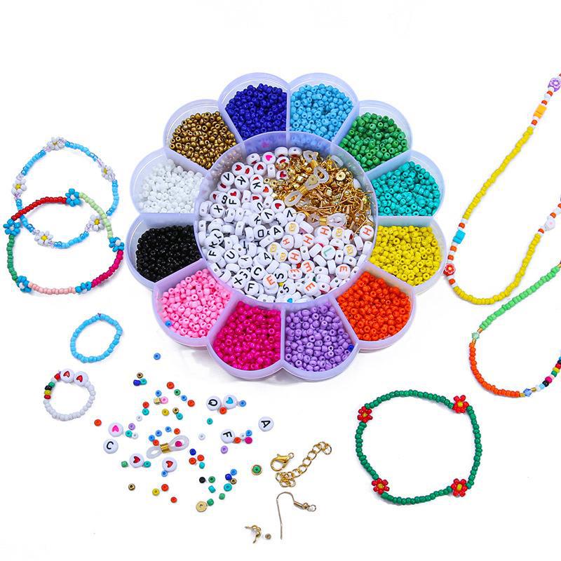 Solid Color Rice Bead Glass Rice Bead Wire Letter Bead Fringe 12 Color Combination Set Glass Bead Diy Jewelry Accessories Specification drawing