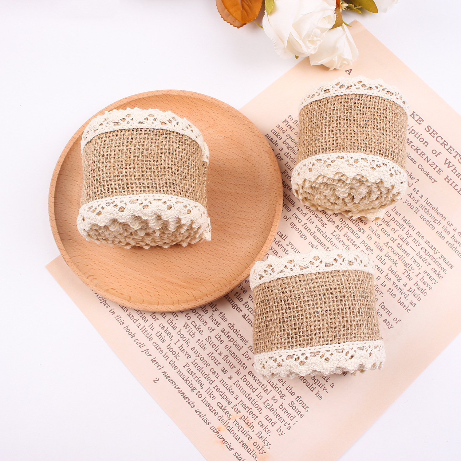 Retro handcrafted linen lace webbing wedding party decorations DIY handcrafted webbing lace trim