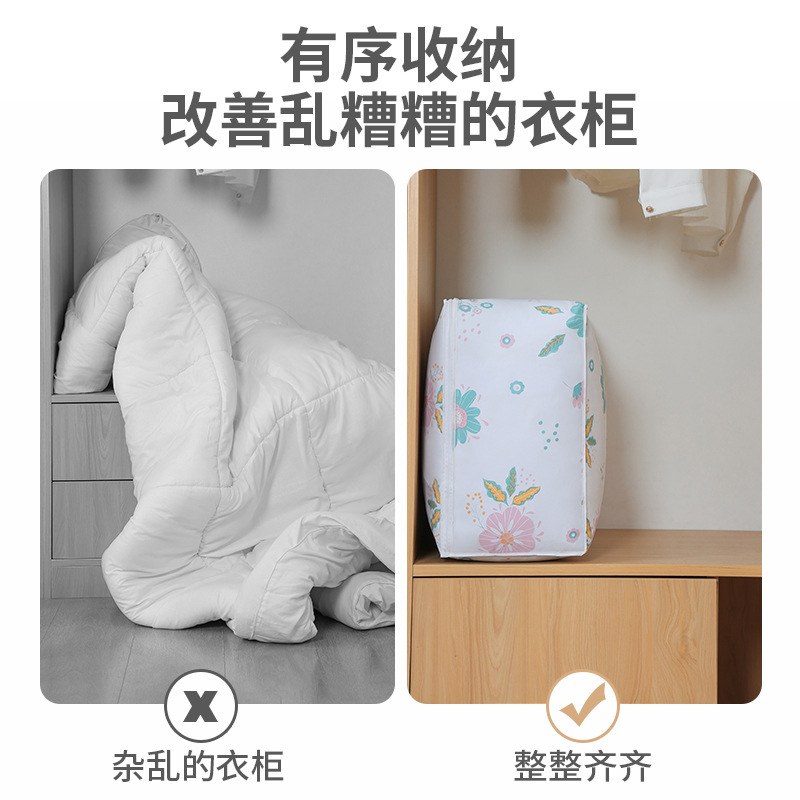 【 Chi Jia 】PEVA zipper Quilt Bag, cubic clothing and quilt organizing bag, household dust-proof storage bag details Picture