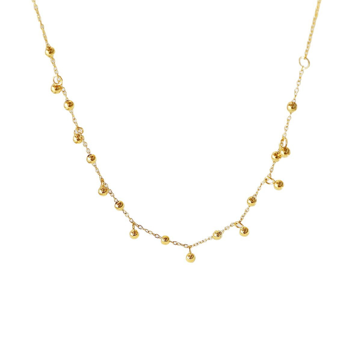 A popular 18K gold bean-shaped tassel necklace in Europe and America, featuring a minimalist and high-end look, is a versatile titanium steel collarbone necklace that goes well with a cold style on Instagram Item Picture