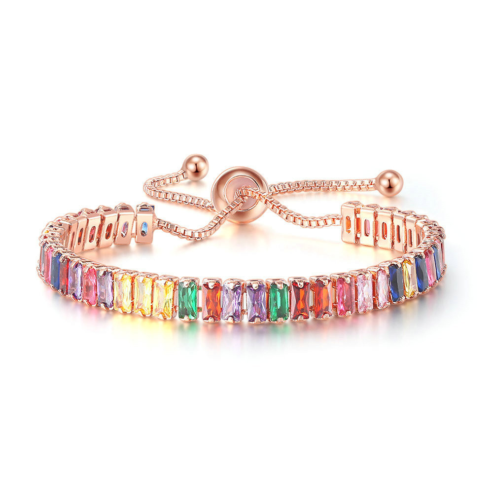 Kasi Amazon cross-border bestsellers: European and American colored zircon bracelets, women's full diamond crystal tennis ball wholesale jewelry Item Picture