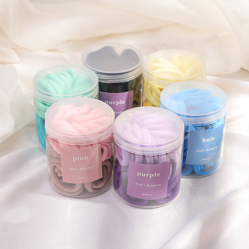 Wholesale candy-colored 50 canned hair bands, towel bands, sweet and colorful rubber bands, hair bands, high-end style, high ponytail details Picture