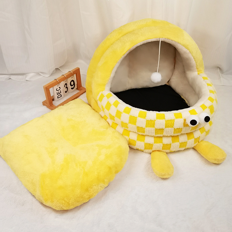 Cat bed for autumn and winter warmth, semi-enclosed cradle bed, all-season universal small and medium-sized cat and dog bed pad factory wholesale pet bed