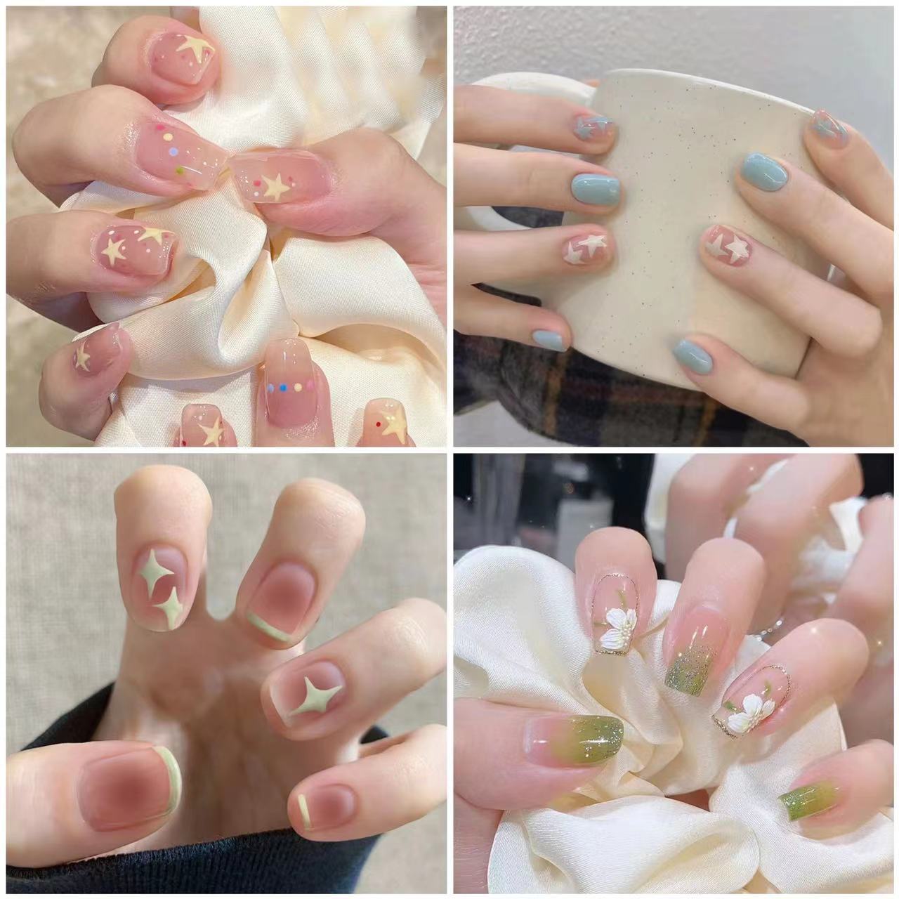 The same style of wearable nail nails as Xiaohongshu, ins high-end pure and elegant wearable nail nail stickers, short and medium-long styles for students