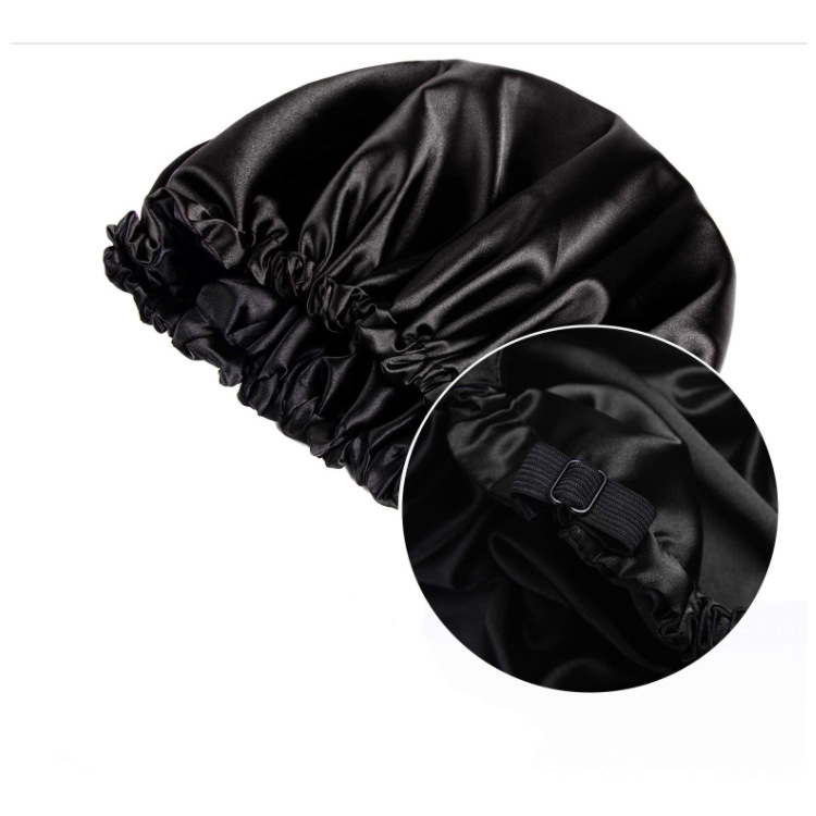 Cross-border source of pure color tint nightcap imitation silk high stretch nightcap strap children protective wig cap manufacturers Application Scenario