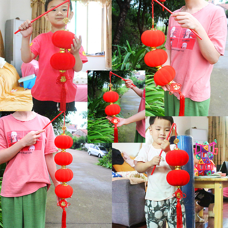 Spring Festival plush lanterns, stage decoration, dance lanterns, children's performances, hand-held lantern strings, corridor ceiling lanterns