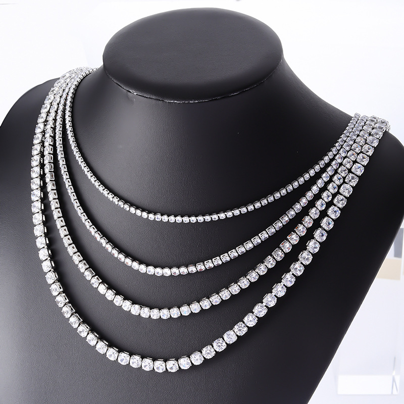 Kashi Cuban Chain, European and American hip-hop necklace, women's personality, full zirconium fashion trend, copper inlaid zircon jewelry wholesale details Picture