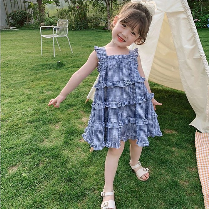 Nuevo estilo niñas vestido de verano vestido a cuadros falda de pastel para niños falda de bebé para mujeres verano vestido de tirantes 6120 Application Scenario