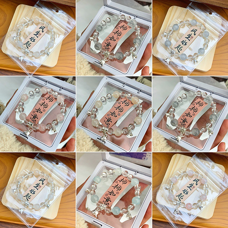 水晶铃兰花手链批发清新甜美手工串珠琉璃手串文创热卖爆款不掉色