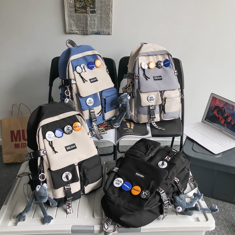 A new high-capacity backpack and backpack for female college students in 2024, featuring contrasting colors for male junior high school students' birthdays Specification image