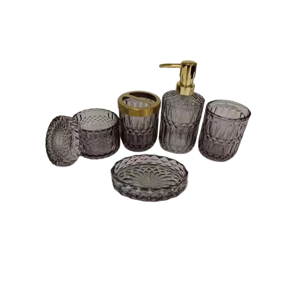 Hotel home, bathroom, bath products, press-type glass, light luxury lotion bottle, soap plate, washing and brushing water cup Application Scenario
