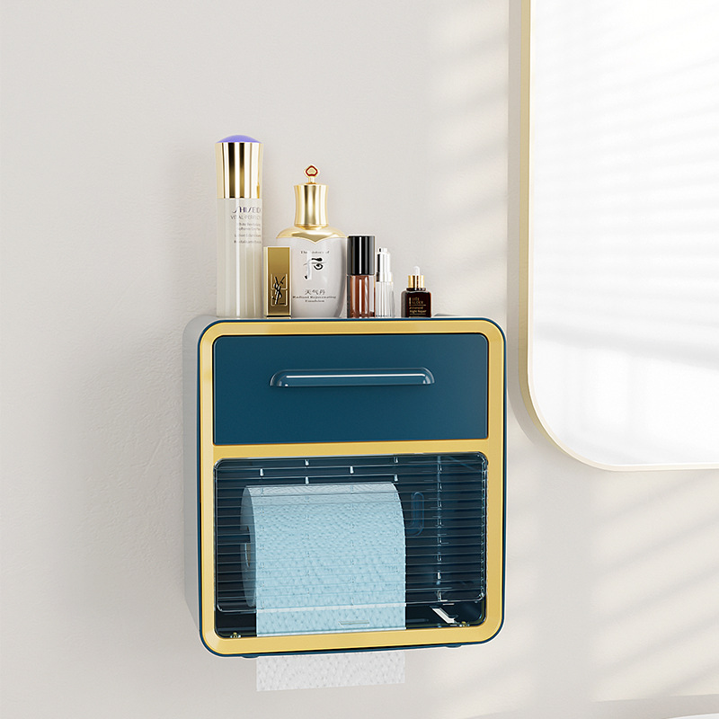 The new bathroom blinds, wall-mounted tissue box, with functions such as visible retractable paper size storage and drawers