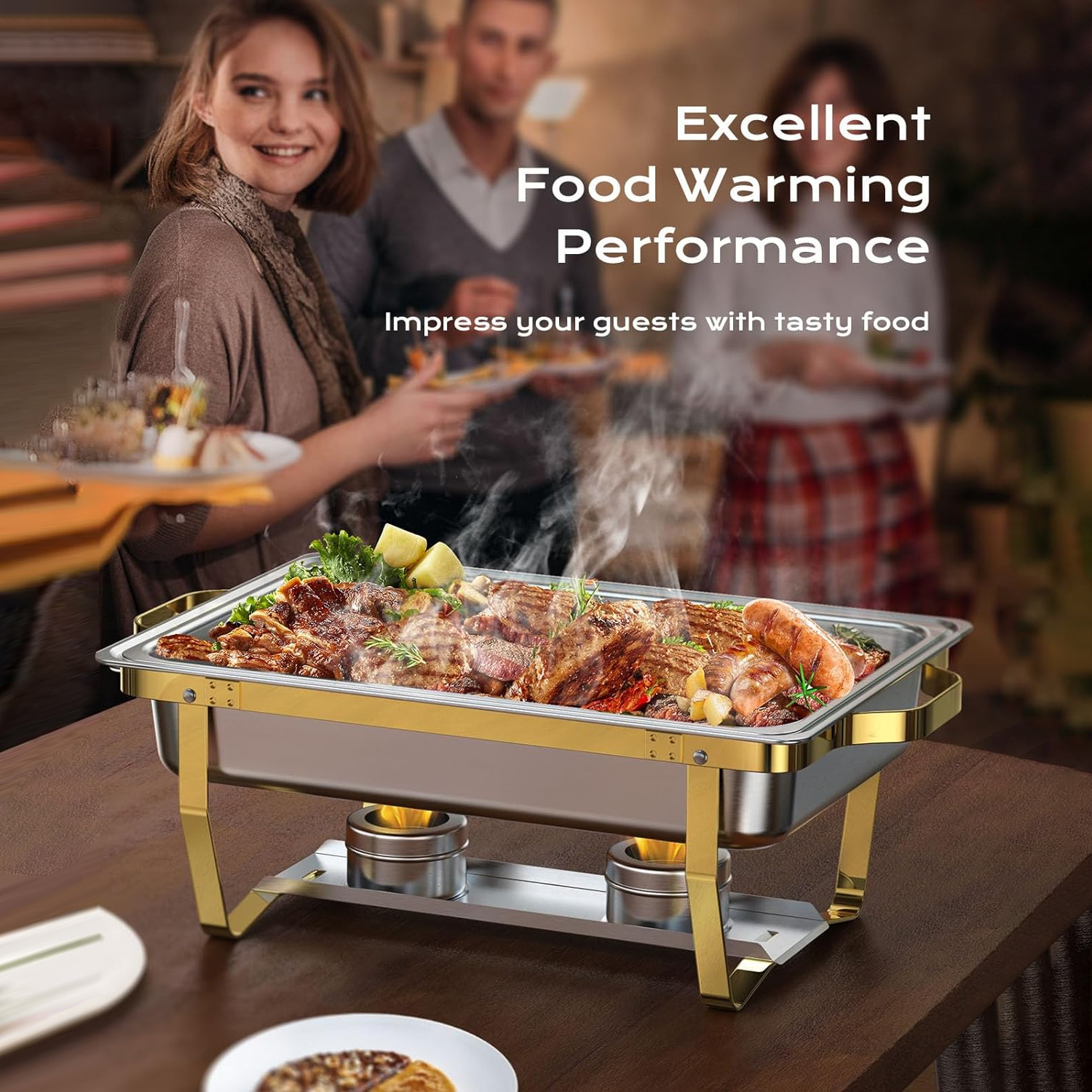 Cross-Border Stainless Steel Buffet Stove, Commercial Buffet, Hotel And Restaurant Heating Compartment Container, Alcohol Insulation Stove details Picture